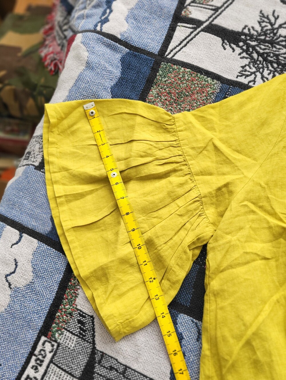 BRYN WALKER Frida Light Linen Bell-Sleeve Top in Chartreuse - Picture 14 of 16